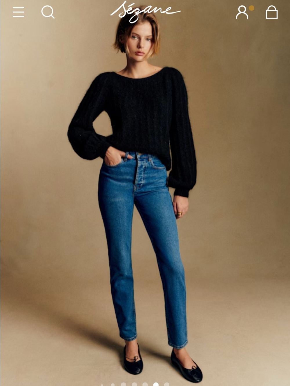 Sézane High-Rise Straight Jeans — Medium Blue